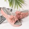 3D Floral Cutout Upper Vintage Bohemian Wedge Slippers