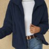 Short Jacket Lapel Zipper Winter Coat Warm Plush Fleece Zipper Casual Coat Top