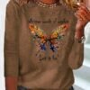 Butterfly Long sleeve Loose Casual T-Shirt