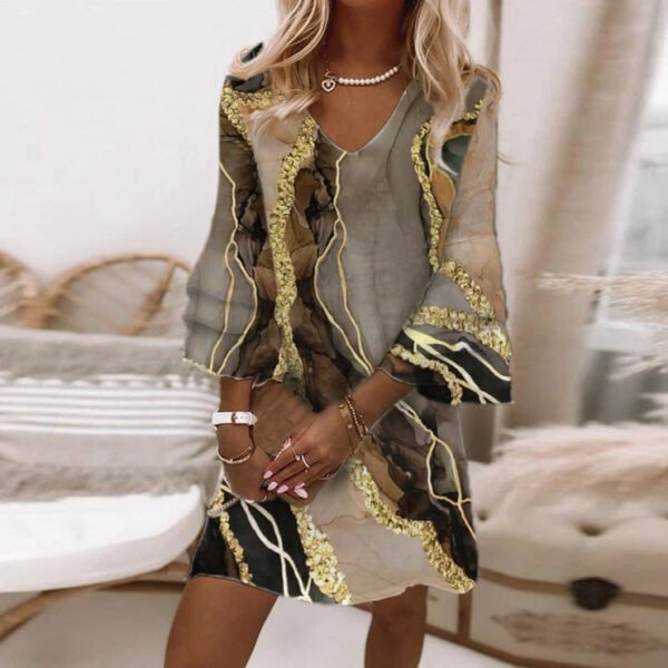 Wild Champagne Print Mini Dress