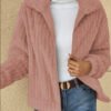 Short Jacket Lapel Zipper Winter Coat Warm Plush Fleece Zipper Casual Coat Top