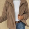Short Jacket Lapel Zipper Winter Coat Warm Plush Fleece Zipper Casual Coat Top