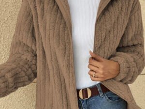 Short Jacket Lapel Zipper Winter Coat Warm Plush Fleece Zipper Casual Coat Top