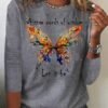 Butterfly Long sleeve Loose Casual T-Shirt