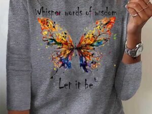 Butterfly Long sleeve Loose Casual T-Shirt
