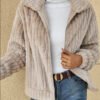 Short Jacket Lapel Zipper Winter Coat Warm Plush Fleece Zipper Casual Coat Top