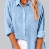Casual Solid Color Lapel Pocket Long Sleeve Shirt