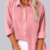 Casual Solid Color Lapel Pocket Long Sleeve Shirt