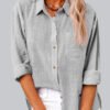 Casual Solid Color Lapel Pocket Long Sleeve Shirt