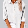 Casual Solid Color Lapel Pocket Long Sleeve Shirt