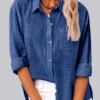 Casual Solid Color Lapel Pocket Long Sleeve Shirt