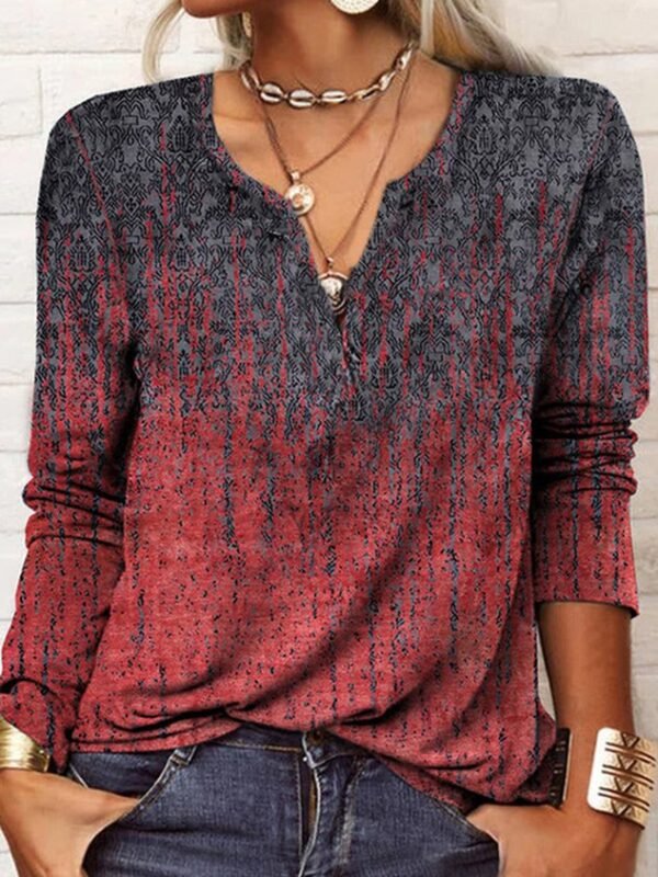 119688841f82e6bee2849f148279d2ef.jpg Women Vintage Ethnic Autumn Micro-Elasticity Daily Best Sell Regular H-Line Regular T-shirt