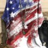 Round Neck Casual Loose Flag Print Short Sleeve Blouse