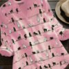 Cartoon Cat Print Casual Cotton And Linen Long Blouse