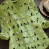 Cartoon Cat Print Casual Cotton And Linen Long Blouse