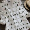 Cartoon Cat Print Casual Cotton And Linen Long Blouse
