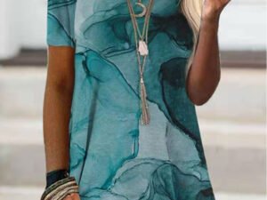 Crew Neck Printed Loose Short Sleeve T-shirt