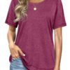 Round Neck Casual Loose Solid Color Short-sleeved T-shirt