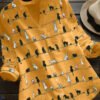 Cartoon Cat Print Casual Cotton And Linen Long Blouse