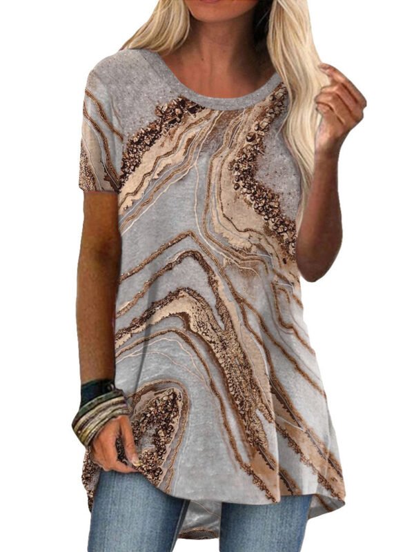 151e39df50d060defdc00aedeea5c22d.jpg Women's Floral Printed Short Sleeve Scoop Neck Tops