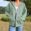 Casual Solid Color Hooded Zipper Hoodie