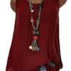 Casual Crew Neck Solid Color Sleeveless Tank Top