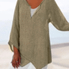 V Neck Asymmetric Solid Causal Tunic Tops