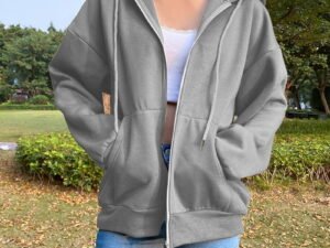 Casual Solid Color Hooded Zipper Hoodie