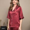 Pure Silk Half Sleeve Pajamas Set 2Pcs