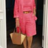 Casual Long Sleeve Coat And Shorts Two-Piece Set