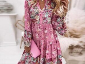 Super Sweet Pink Prairie Meadow Mini Dress