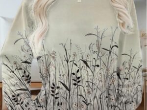Women Long Sleeve Scoop Neck Printed Graphic Top