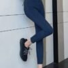 High elastic plain washed denim Leggings