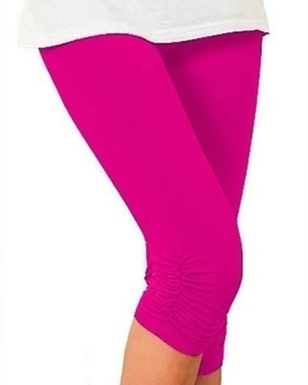 Casual Sports Plus Size Plain Capris Leggings