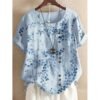 Retro Leaf Print Loose Casual Shirt