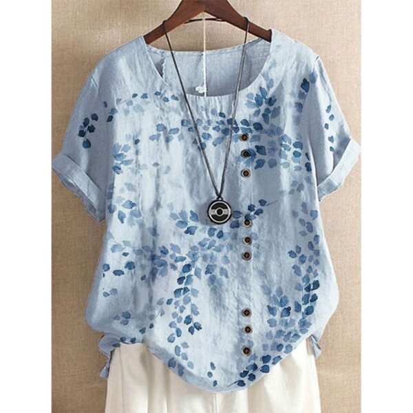 Retro Leaf Print Loose Casual Shirt
