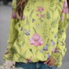 Floral Crew Neck Long Sleeves Sweatshirts