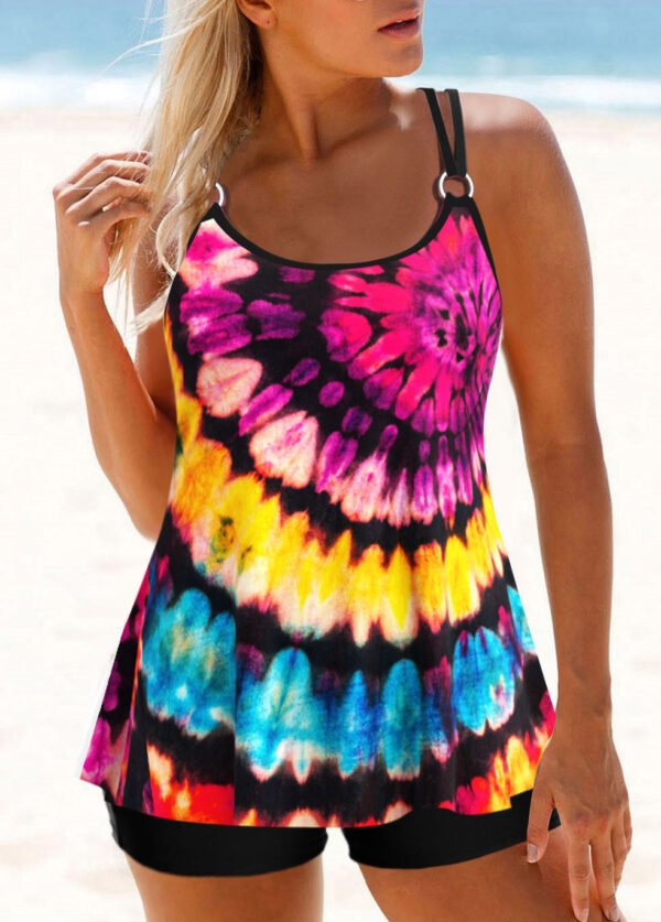 Colorful tie-dye printing Tankini Top