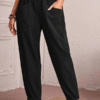 Women's Cotton Linen Capris Elastic Waist Casual Pants