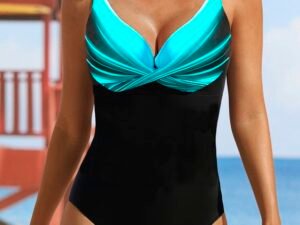 Casual V Neck Abstract Printing One-Piece