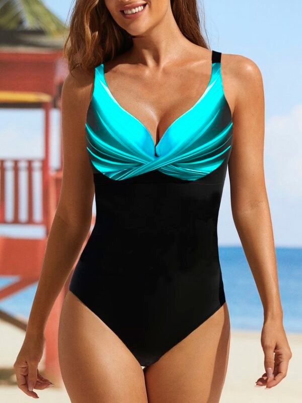 Casual V Neck Abstract Printing One-Piece