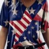 Women's V-neck Short Sleeves Printed Tops