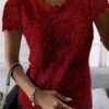 Women's Fashion Lace Short Sleeve Top