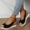 427adc774673e4514f21fa45ad841609.jpg Bow Weave Fish Mouth Wedge Sandals