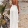 Casual Elastic Waist Cotton And Linen Wide Leg Trousers