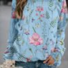 Floral Crew Neck Long Sleeves Sweatshirts