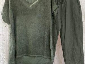 Casual Style Solid Color V Neck Two Piece Suit