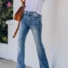 Casual High Waist Stretch Micro Flared  Women Jeans