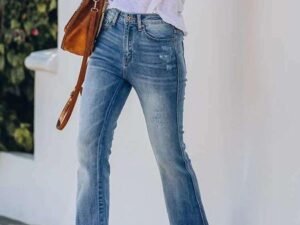 Casual High Waist Stretch Micro Flared  Women Jeans