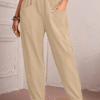 Women's Cotton Linen Capris Elastic Waist Casual Pants